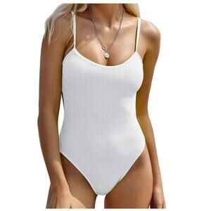ZAFUL Women's One Piece Swimsuit Ribbed Open Back Bathing Suit Tummy Control